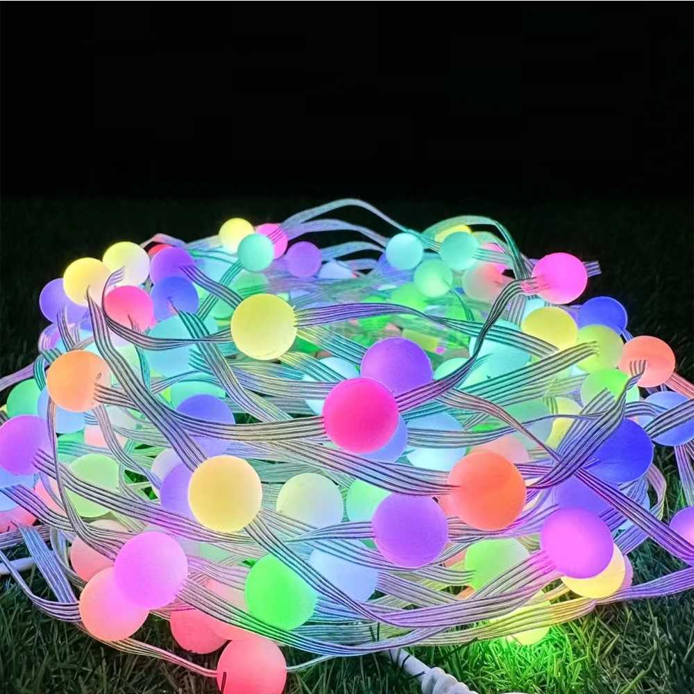 RGBIC Round ball 5V USB Bluetooth LED String APP Music Controller Outdoor waterproof atmosphere camping light garden decoration XJ250612