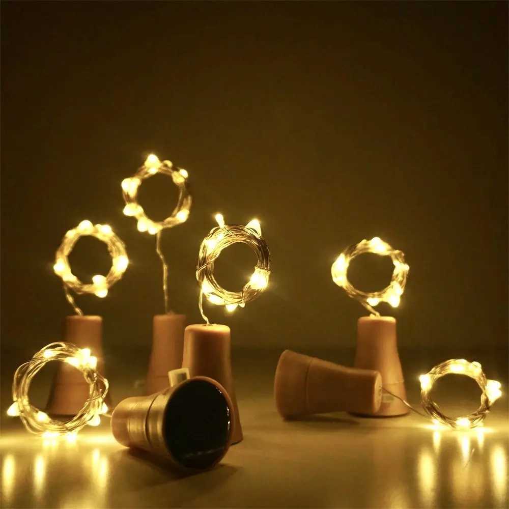 10/20LEDs Solar Wine Bottle String Light Solar Copper Wire Fairy Lights Cork Shape Christmas Lamp For Wedding Party Garden Decor XJ250612