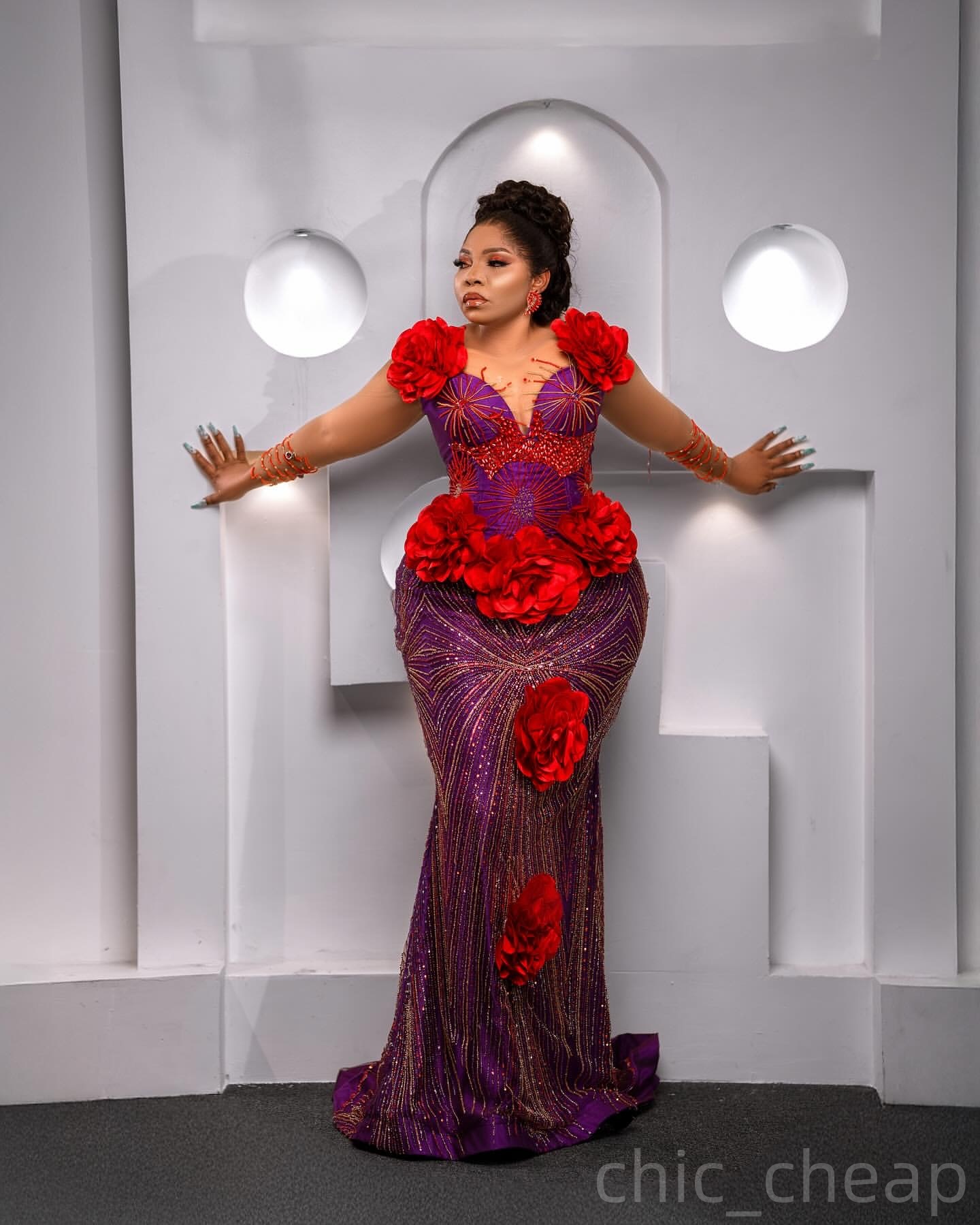 Purple Mermaid Prom Dresses 2025 Beaded Flowers Sequined Evening Formal Party Second Birthday Engagement Gowns Plus Size Dress For Special Occasions