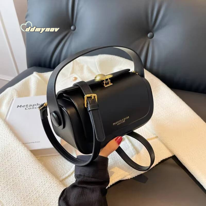 Classic Black Shoulder Bag Women's Versatile Retro Crossbody Square Bags 2024 New Large Capacity Textured Leather Flap Handbags ddmynov