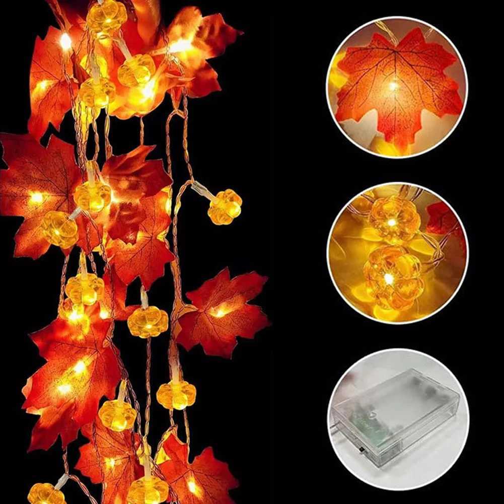 1.5/3M Artificial Maple Leaf LED Light String Lantern Garland Home Party DIY Decoration Halloween New Year Christmas Decoration XJ250612