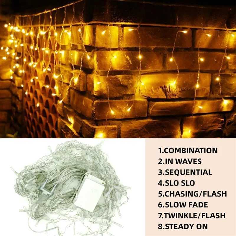 Christmas Lights Waterfall Outdoor Decoration 5M Droop 0.4-0.6m LED Lights Curtain String Lights Party Garden Eaves Decoration XJ250612