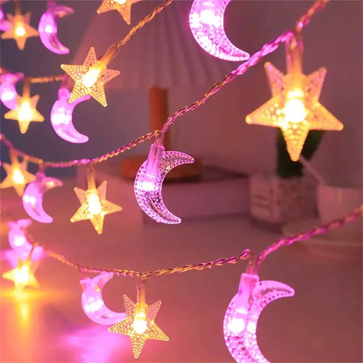 1.5M/3M LED Star Moon Colorful Light String Starry Sky Living Room Outdoor Courtyard Camping Trunk Decoration Atmosphere Light XJ250612
