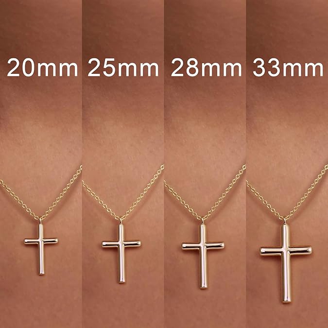 Women's cross necklace 14K gold cross necklace, simple gold chain, faith pendant necklace