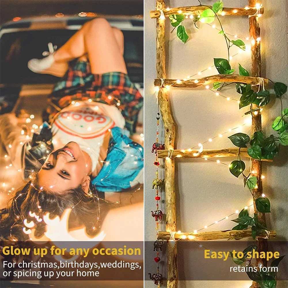 100/2M Outdoor LED String Lights Garland Waterproof Fairy Light Christmas Wedding Party Holiday Gardening Decoration USB/Battery XJ250612