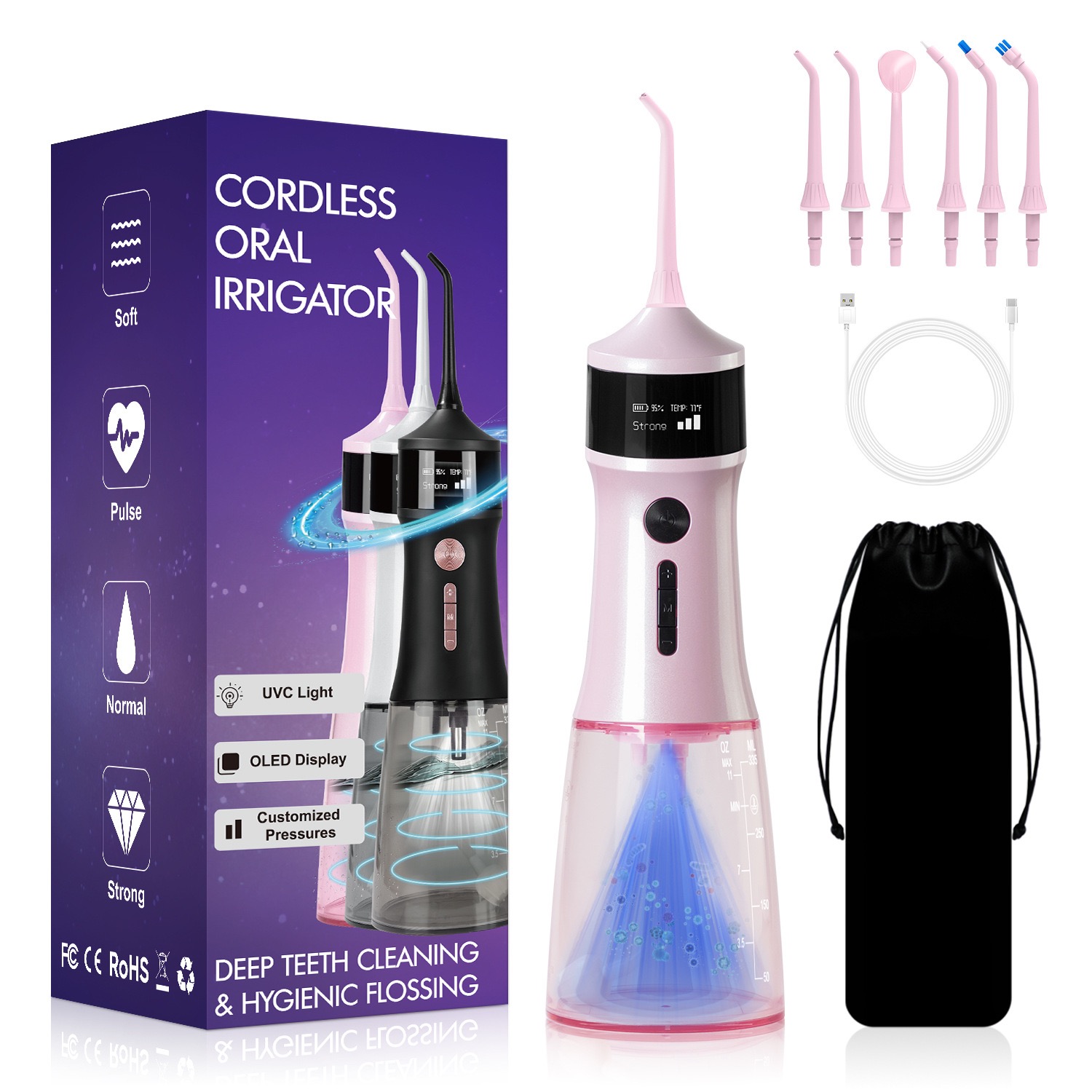 Luxury Dental Oral Irrigator IPX7 Portable Water Flosser Oral Hygiene Portable Ultrasonic Smart Scaler Long Battery Life Dental Flosser