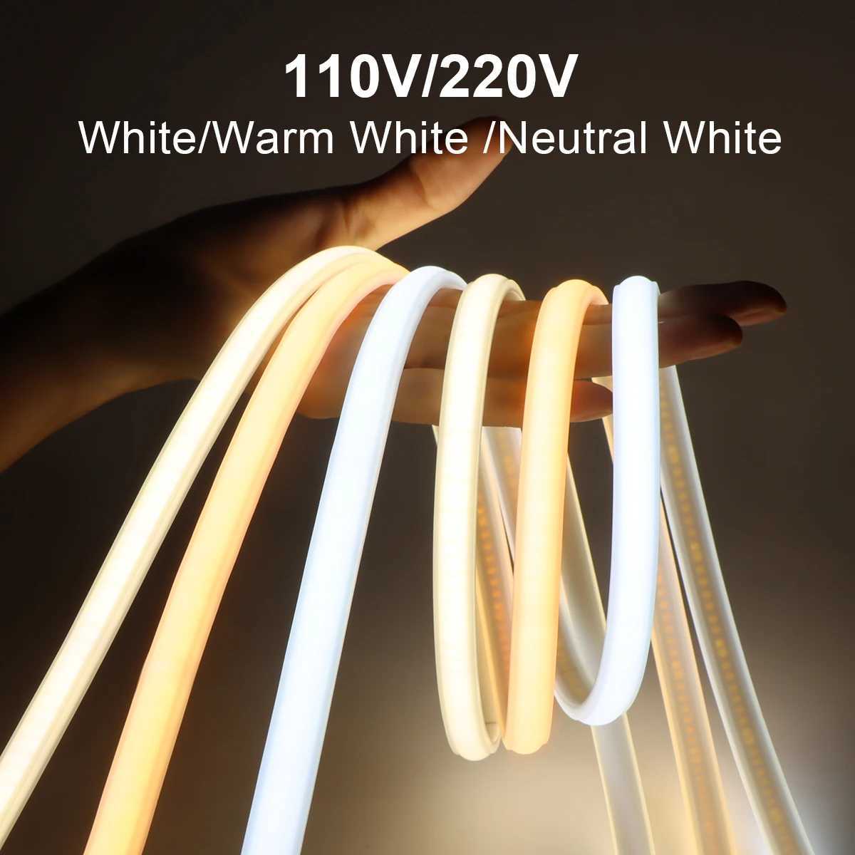 110V 220V Super Bright COB LED Strip with Switch FOB Tape Ribbon EU US Plug 35M 30M 25M 20M 15M 10M Neon Lights For Kitchen Room XJ250612