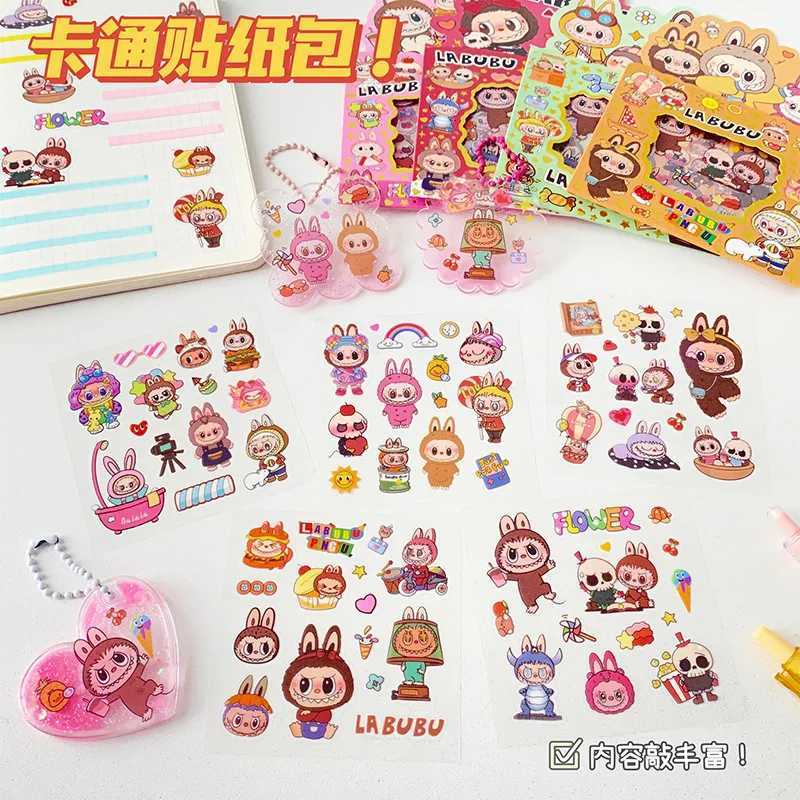 5pcs Labubu Series Cartoon Stickers Cute Stickers for Children Creative Handbook Material Stickers Labubu Waterproof Sticker W250613