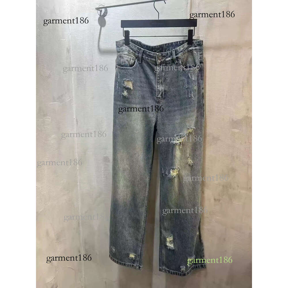 Designer Denim Trousers Loose Fit Straight Leg Trousers Multi-Pocket Crafted Splicing washed men's and women's couple pants 979