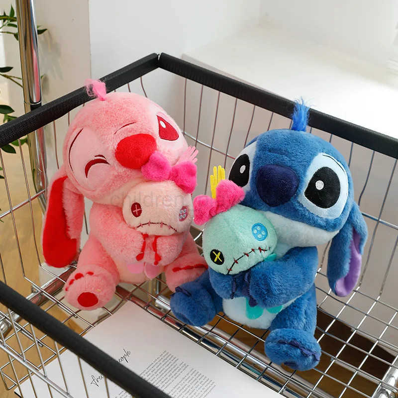 DISNEY30-45cm Disney Lilo Stitch Doll Scrump Cartoon Pink Angel Plush Toy Cute Anime Soft Stuffed Kawaii ChildrenS Birthday Gift W250623