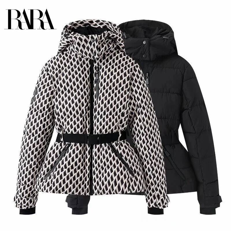 2025 RARA New Women's Fashion Waist With Belt Hooded Down Cotton Commuting Warm Windproof Jacket More Comfortable To Wear