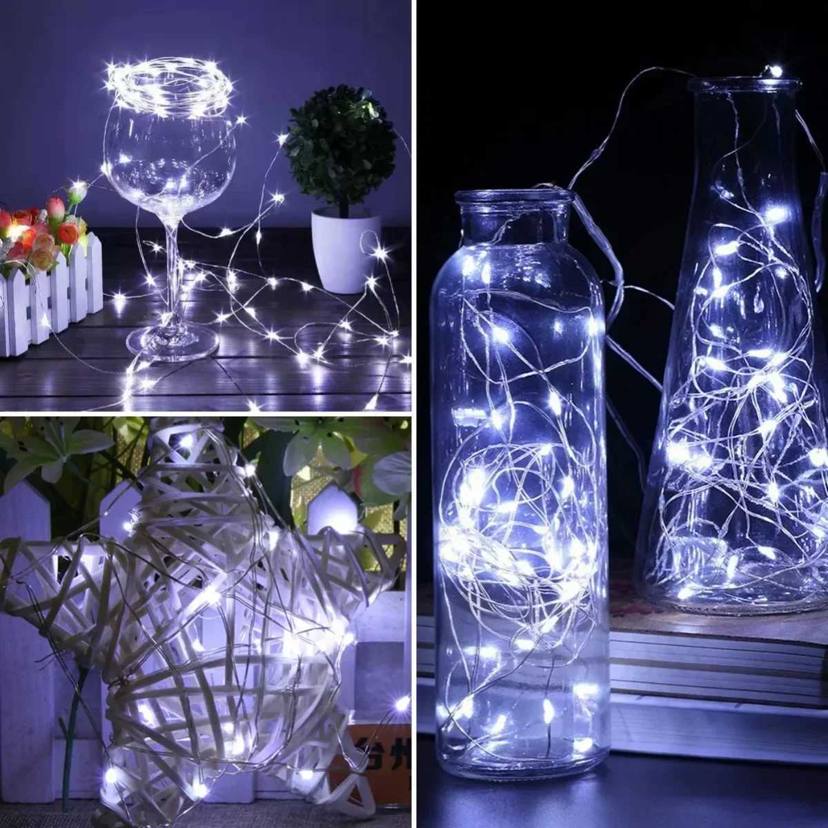 10Pcs Festoon LED Fairy String Lights Include Battery Outdoor Garden Fairy Garland Lamp Wedding Party Room Decoration XJ250612