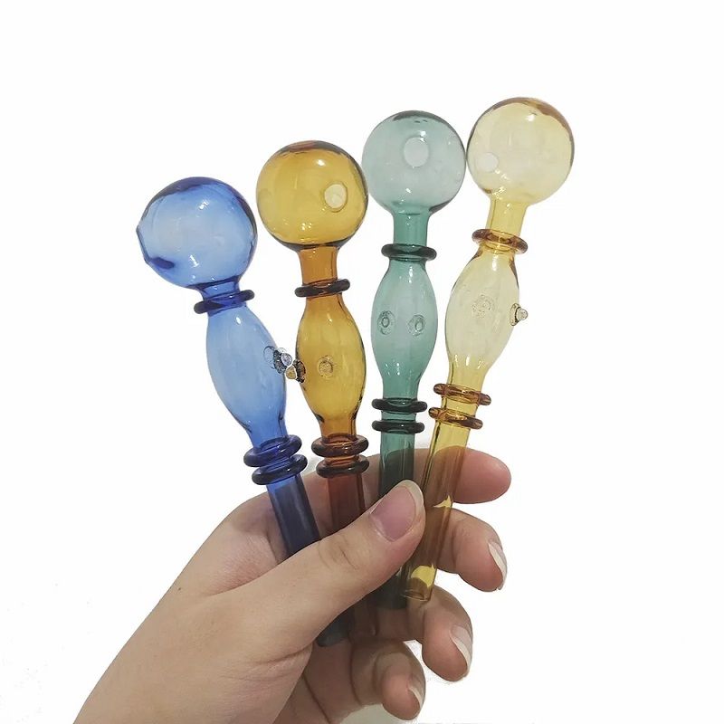 10pcs Hookahs Hand glass pipe oil burner pipe with Approx 14cm Colorful Thick Pyrex Heady material Smoking accessories 125