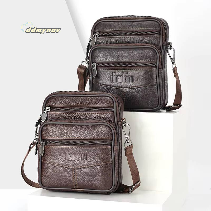 Men's Genuine Crossbody Shoulder High quality Tote Fashion Business Man Messenger Bag Leather Bags fanny pack ddmynov