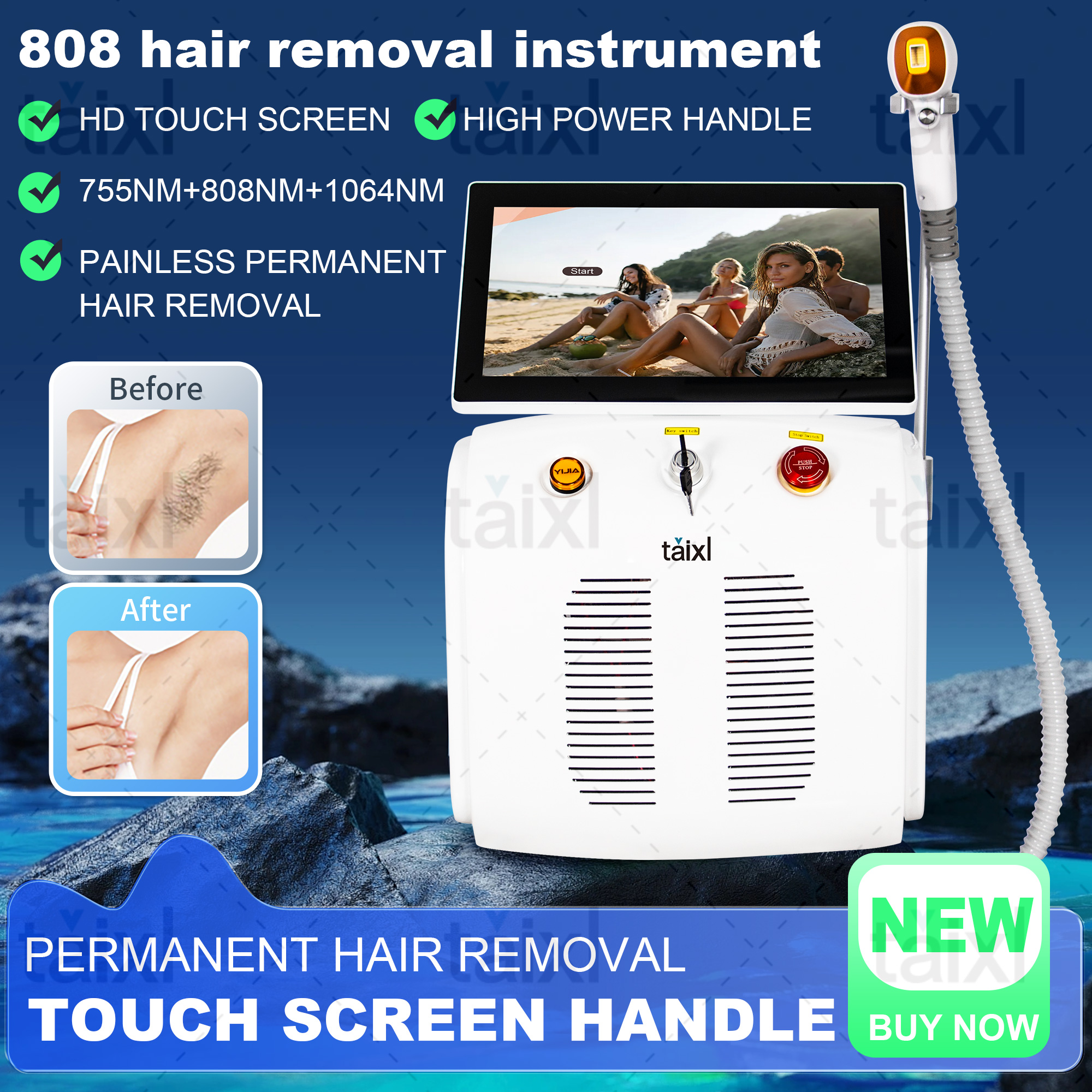 2025 New Professional 3500W High Power 808nm Diode Laser Hair Removal Machine 3 wavelength Ice Titanium Painless Epilator For Salon
