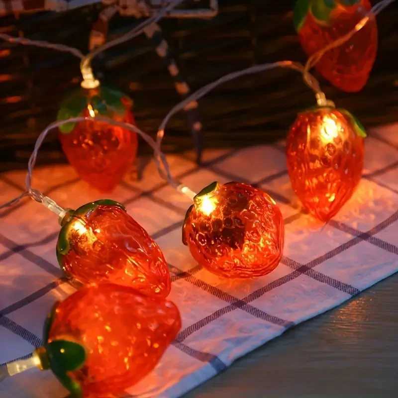 1PC 10/20/30/40 LED Strawberry Fairy Lights Battery Operated Fruit String Lights For Indoor Outdoor Bedroom Holiday Decoration XJ250612