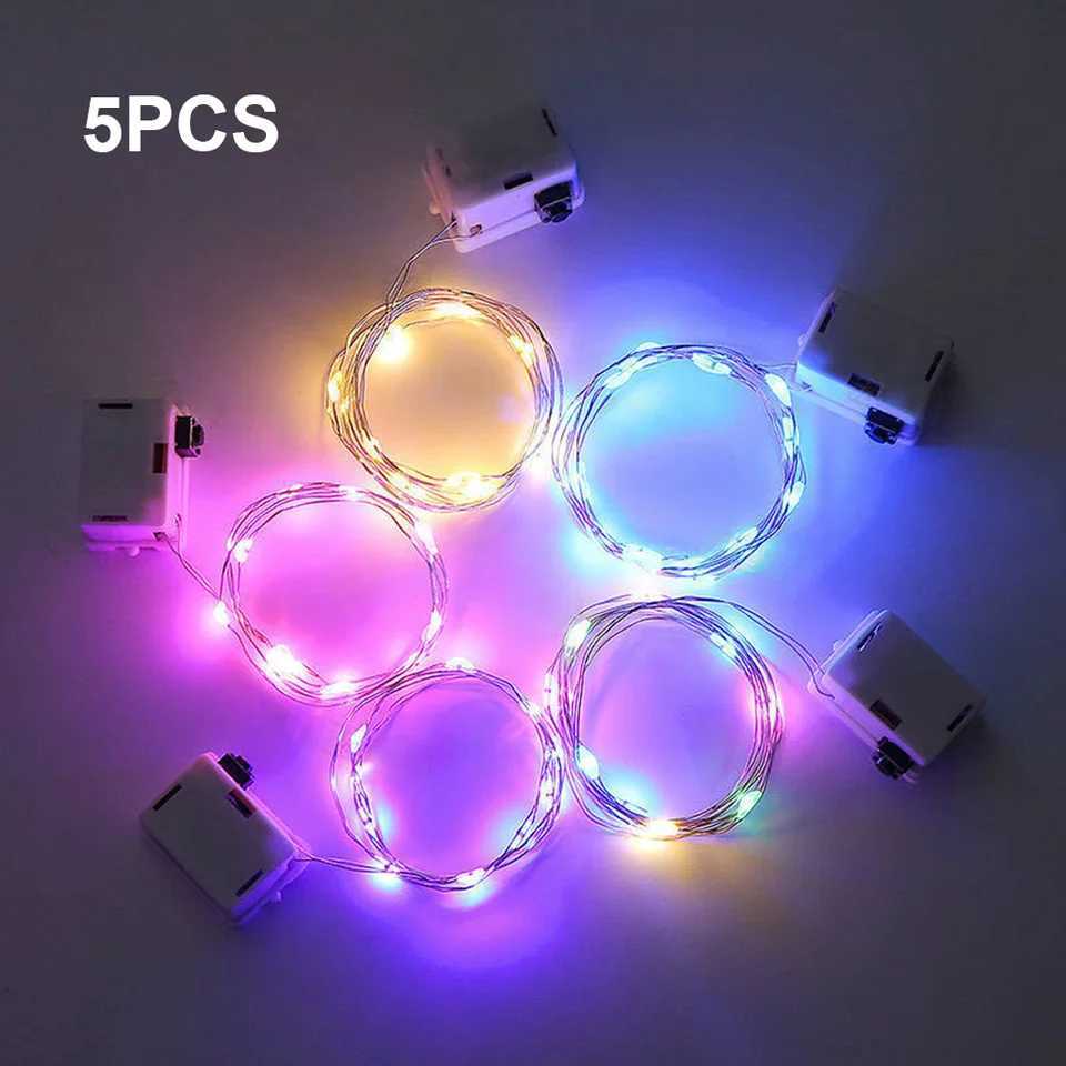 5Pcs Smart Flashing Restaurant Fast And Slow Lights With 3* Button Battery Decoration LED String Lights Christmas Wedding Party XJ250612