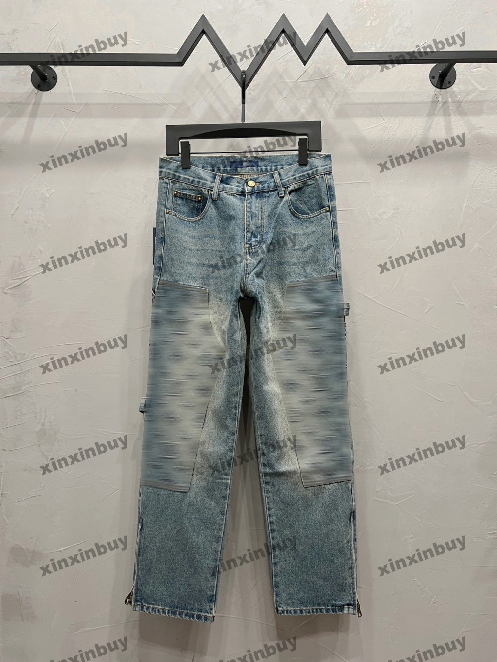 xinxinbuy Men women designer jeans pant emboss Letter jacquard Paris denim Casual pants black blue gray green M-2XL