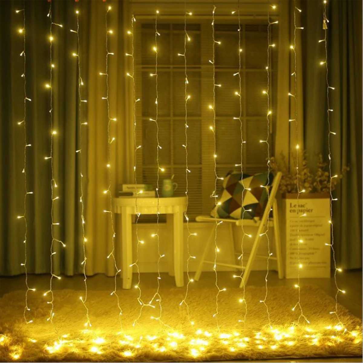 LED Icicle Curtain String Fairy Lights Christmas Lights Garland For Christmas New Year Wedding Home Room Patio Party Decoration XJ250612
