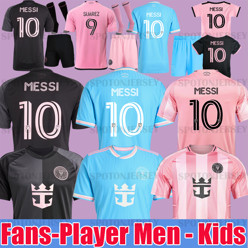 2025 2026 inter maimi soccer jerseys inter miamikids football kits inter miamia jersey football FANS PLAYER MEN KIDS KIT SETS 25 26 interes miamis pink grey black