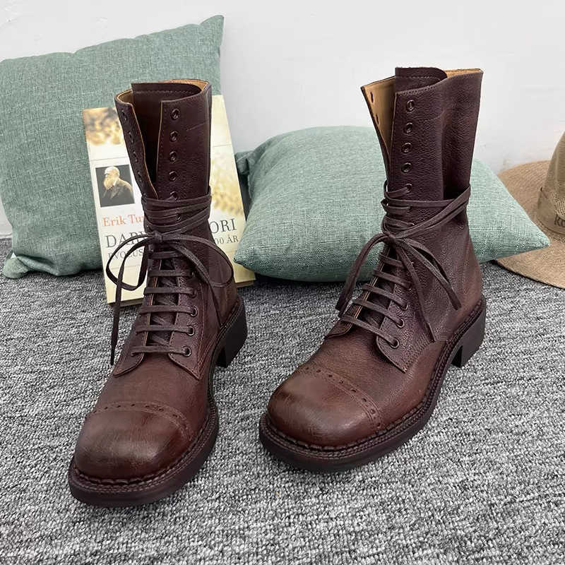 Women's Martin Boots British Style Autumn New Short Barrel Women's Boots Vintage Short Boots Genuine Leather Women's Boots M250613