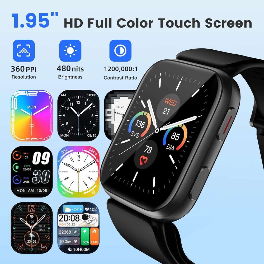 Smart Monitor with Air Pump Cuff Blood Pressure Watch Sleep and Sports Tracking for Android iOS Supports Reminder Monitoring Data Sharing etc