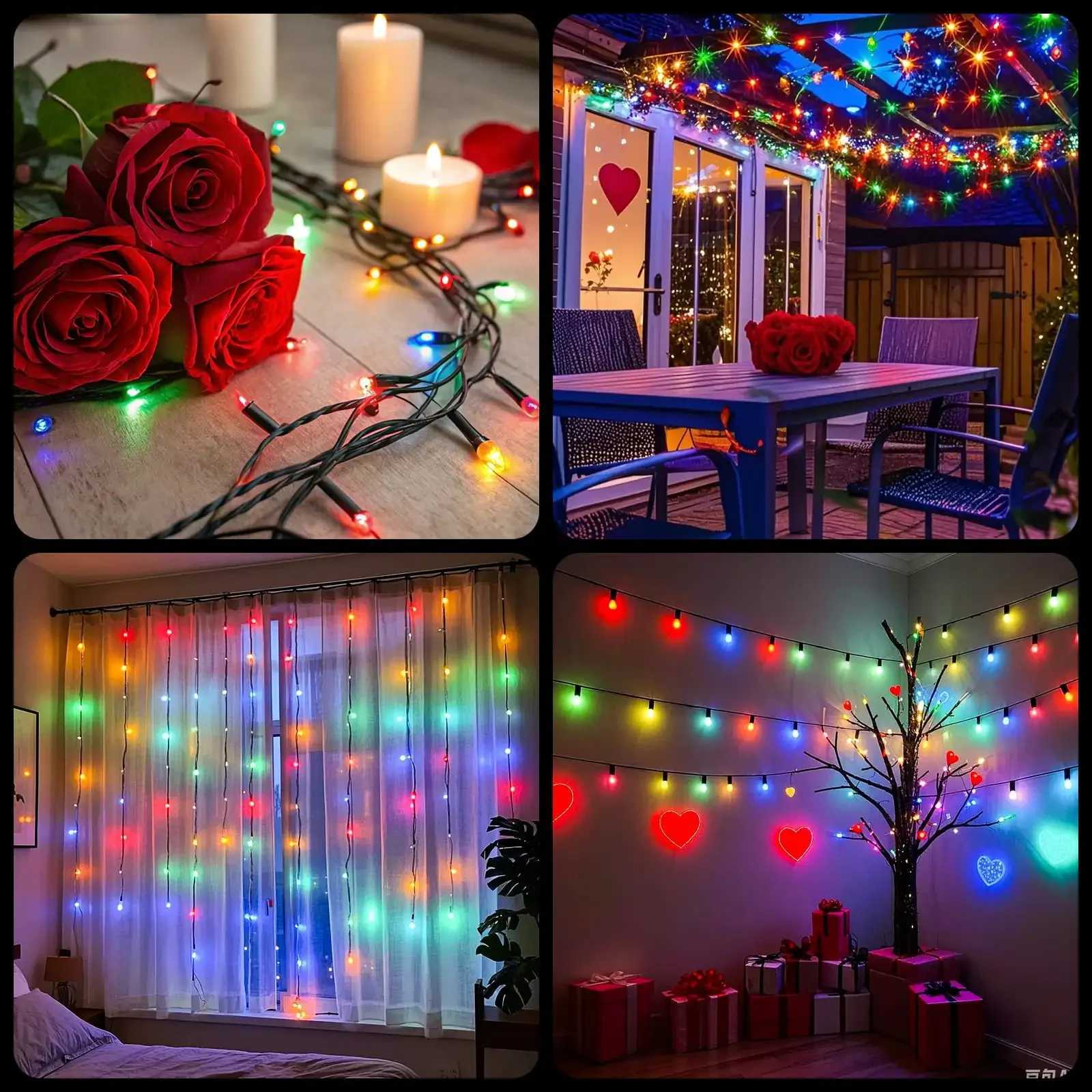 200 LED String Lights Indoor Outdoor 66FT Plug-in Fairy Light for Bedroom Wedding Party Valentine Decoration XJ250612
