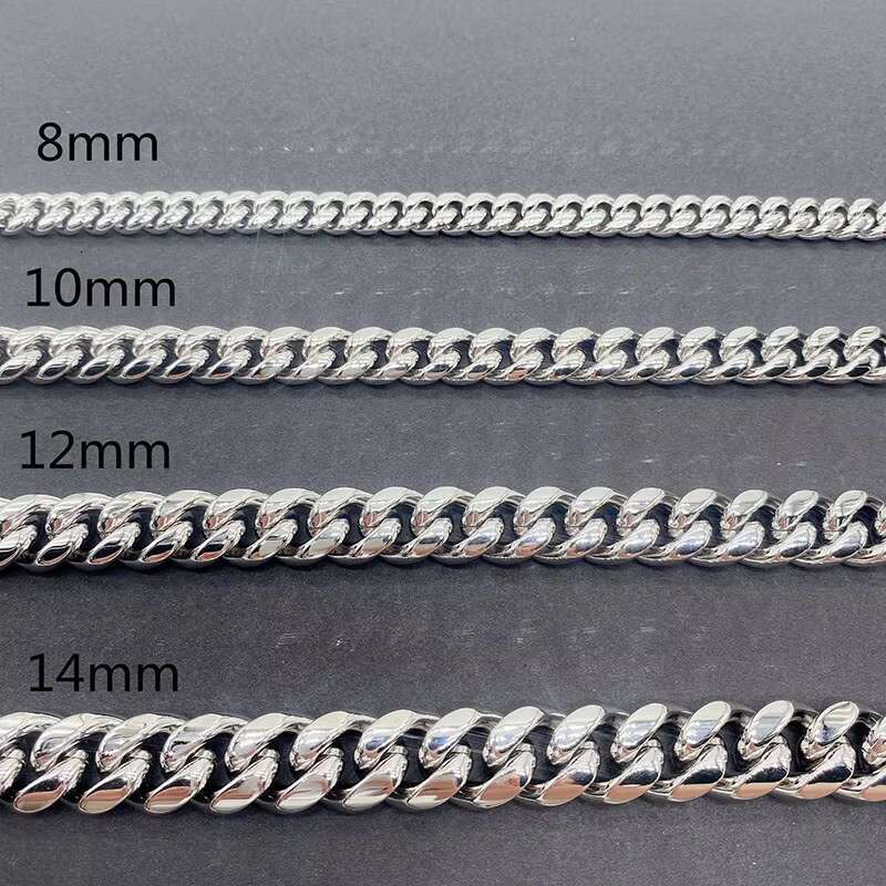 Blues Iced Out Diamond Clasp 8mm 10mm 12mm 14mm Thick Miami Cuban Moissanite Stainless Steel Gold Cuban Chain Necklace