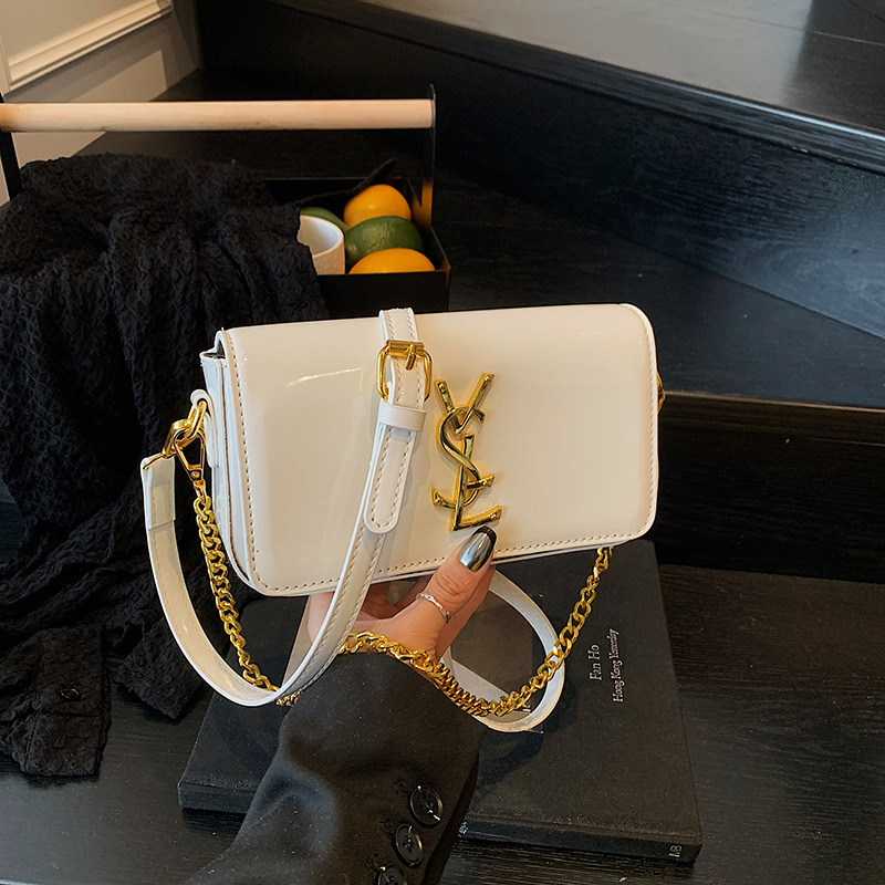 Designer Bag Women's Vintage-Inspired Patent Leather Square Bag, Luxe Gloss Shoulder Purse With Free Shipping