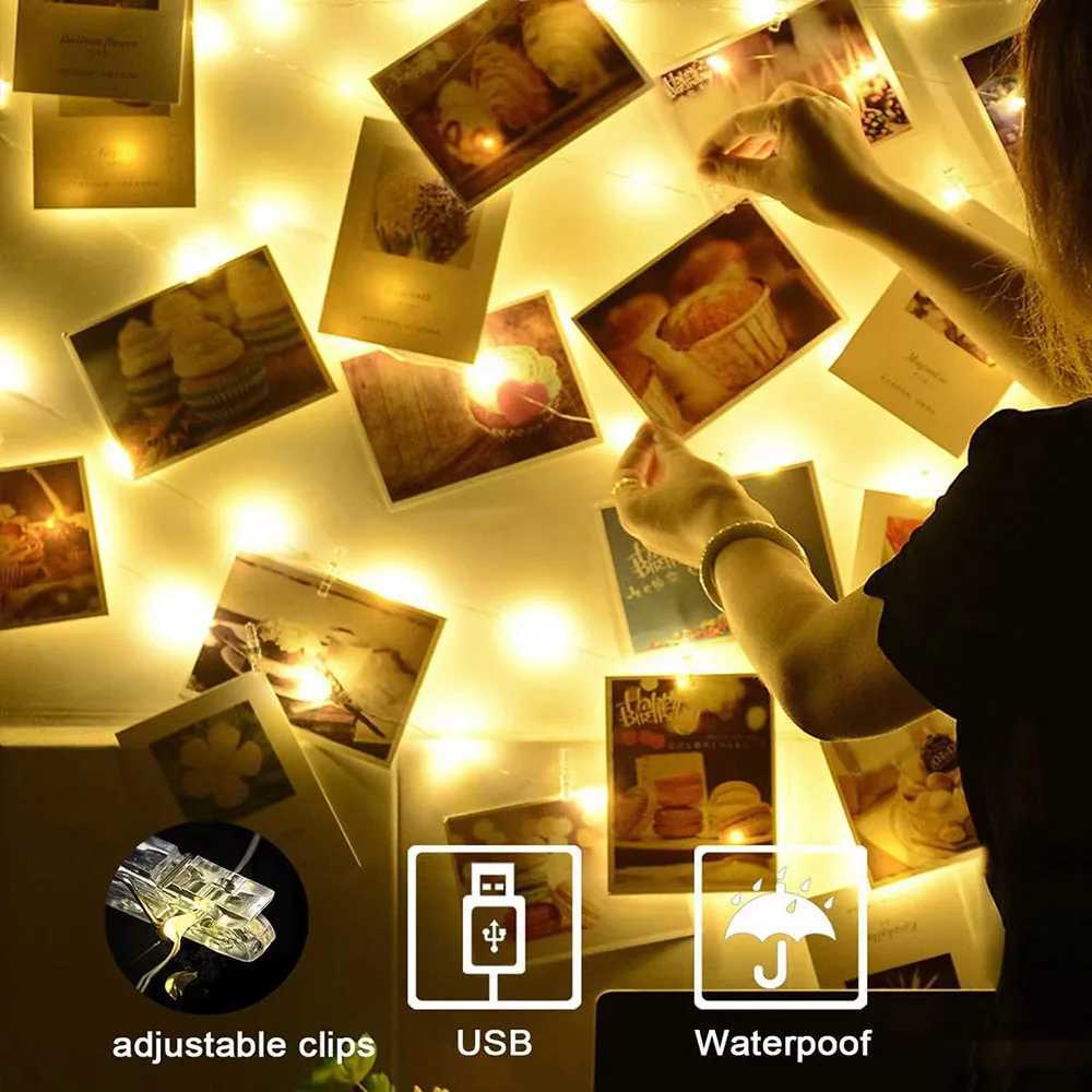 Photo Clip String Lights LED Fairy Lights Picture Clips USB Powered String Light with Clips for Bedroom Christmas Party Decor XJ250612