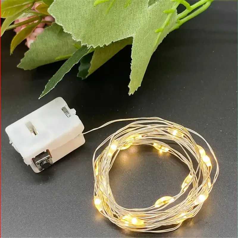 Copper Wire LED Fairy Lights Mini Garland 1m 2m AG13 Battery String Lights Christmas Tree New Year Wedding Party Gift DecorationXJ250612