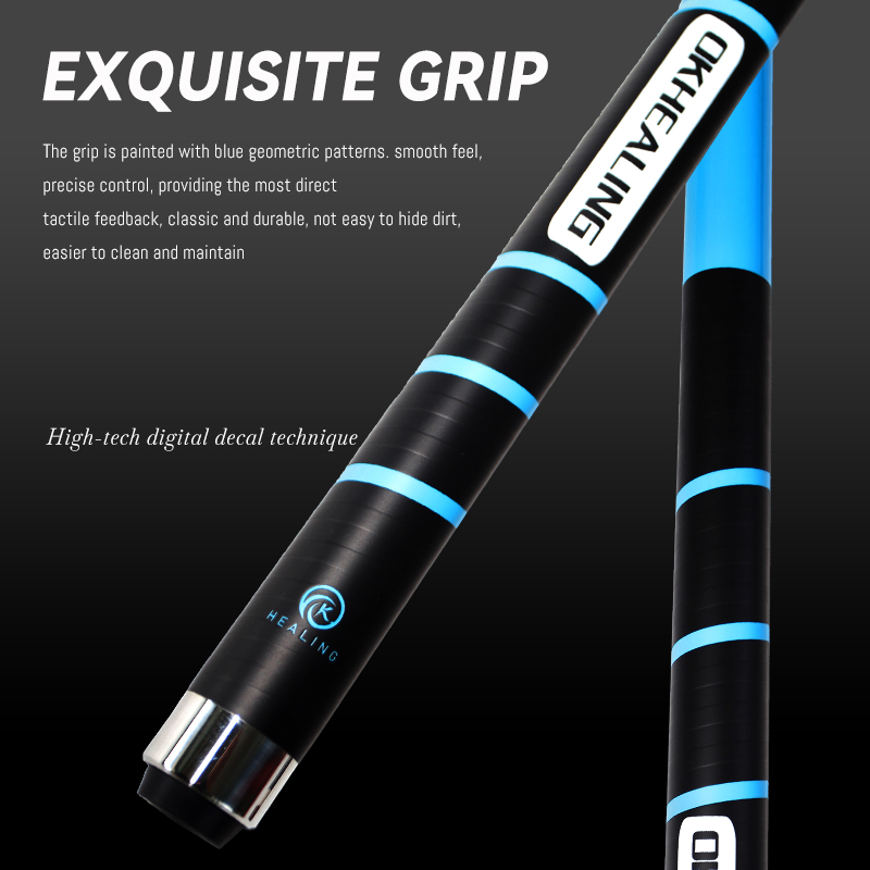 OKHEALING 1/2 Split Blue Carbon Fiber Pool Cue Bakelite Tip 12.9mm Length 58in Weight Adjust 19~21oz Uni-loc or 3 Teeth Joint Billiard Cues Pool Game 