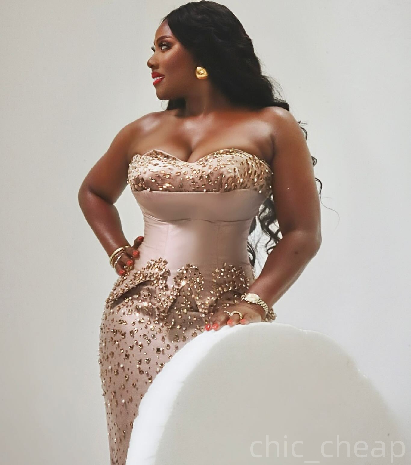 Champagne Mermaid Prom Dresses 2025 Crystals Beaded Luxurious Evening Formal Party Second Birthday Engagement Gowns Plus Size Dress For Special Occasi