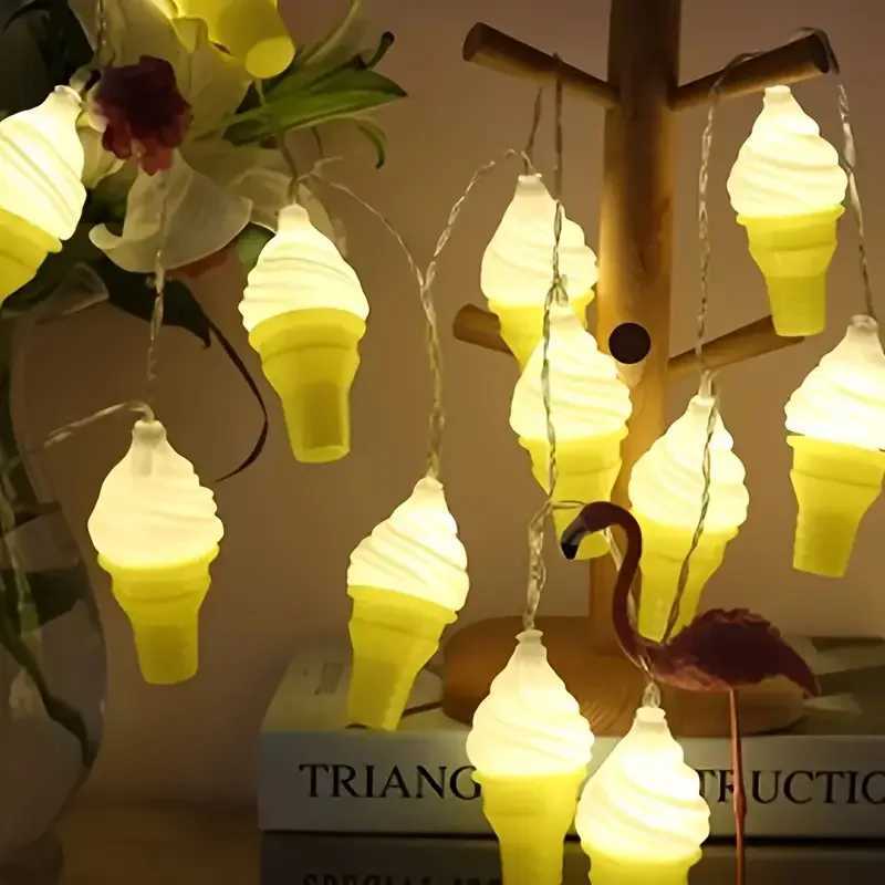 Christmas Ice Cream LED String Lights Indoor Atmosphere New Year Decoration Room Battery Lights Birthday Party Waterproof 095 XJ250612