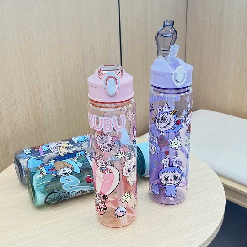 800ML Labubu Cup Anime Large Capacity -Up Straw Children Outdoor Portable Plastic Water Bottle Gift Free shipping