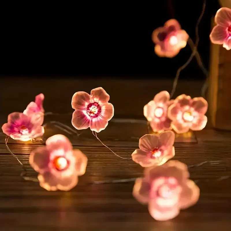1pc 10/20/30LED Cherry Blossom Fairy String Lights Battery Powered For Home Wedding Indoor Holiday Party Festival Decoration XJ250612