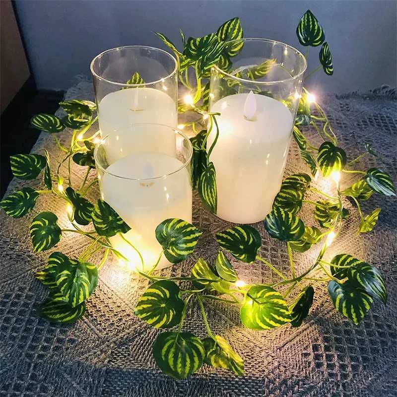 2M-10M Flower Green Leaf String Lights Artificial Ivy Vine Fairy Light Wedding Party Decoration Christmas Home Room Wall Plant XJ250612