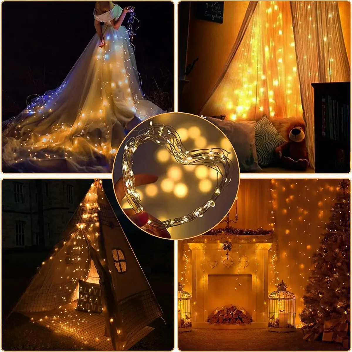 6 Pack LED Fairy Lights Battery Operated String Light Waterproof Silver Wire For DIY Wedding Party Bedroom Patio Christmas Decor XJ250612