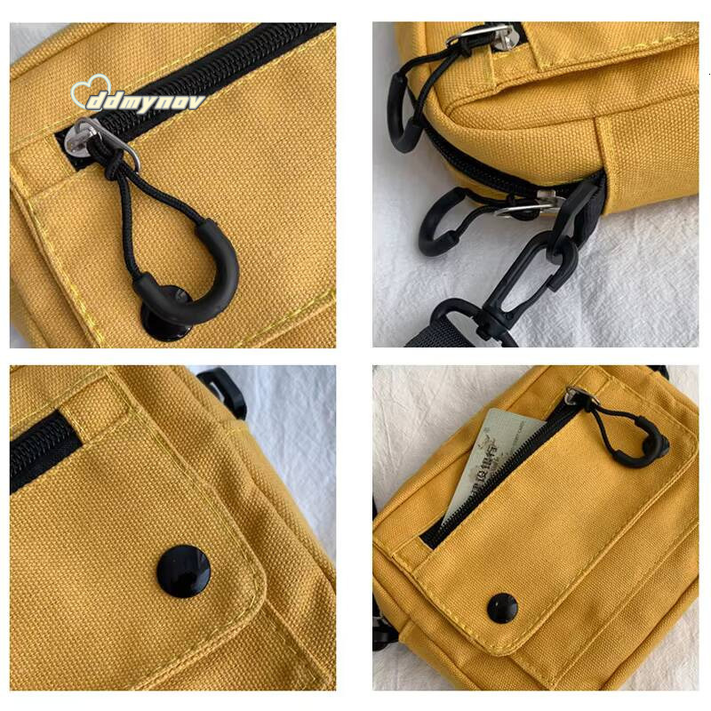 Women Canvas Handbags Korean Mini Student Cell Phone Simple Small Crossbody Casual Ladies Zipper Shoulder Bag ddmynov