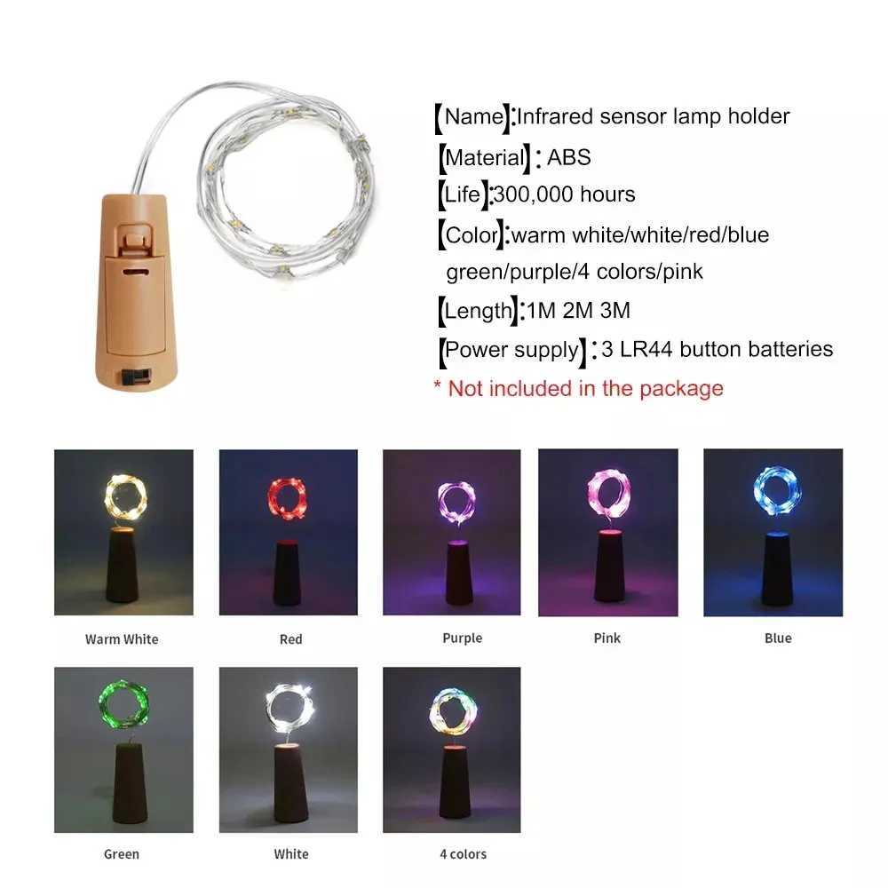LED Wine Bottle Cork String Lights Waterproof Bar Garland 1M/2M/3M Fairy Light Christmas Wedding Party Decoration Bottle Lights XJ250612