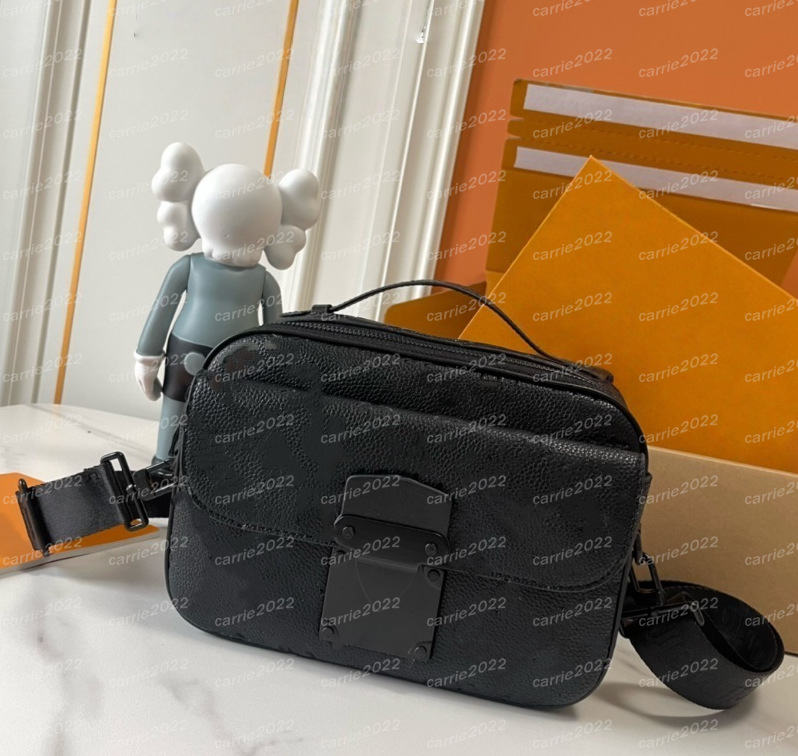 High quality Handbags Men Leather TRIO Messenger Bags Luxury Shoulder Bag Make up Bag Designer Handbag Tote Man's bag Taurillon 58489 S-Lock Embossed Black