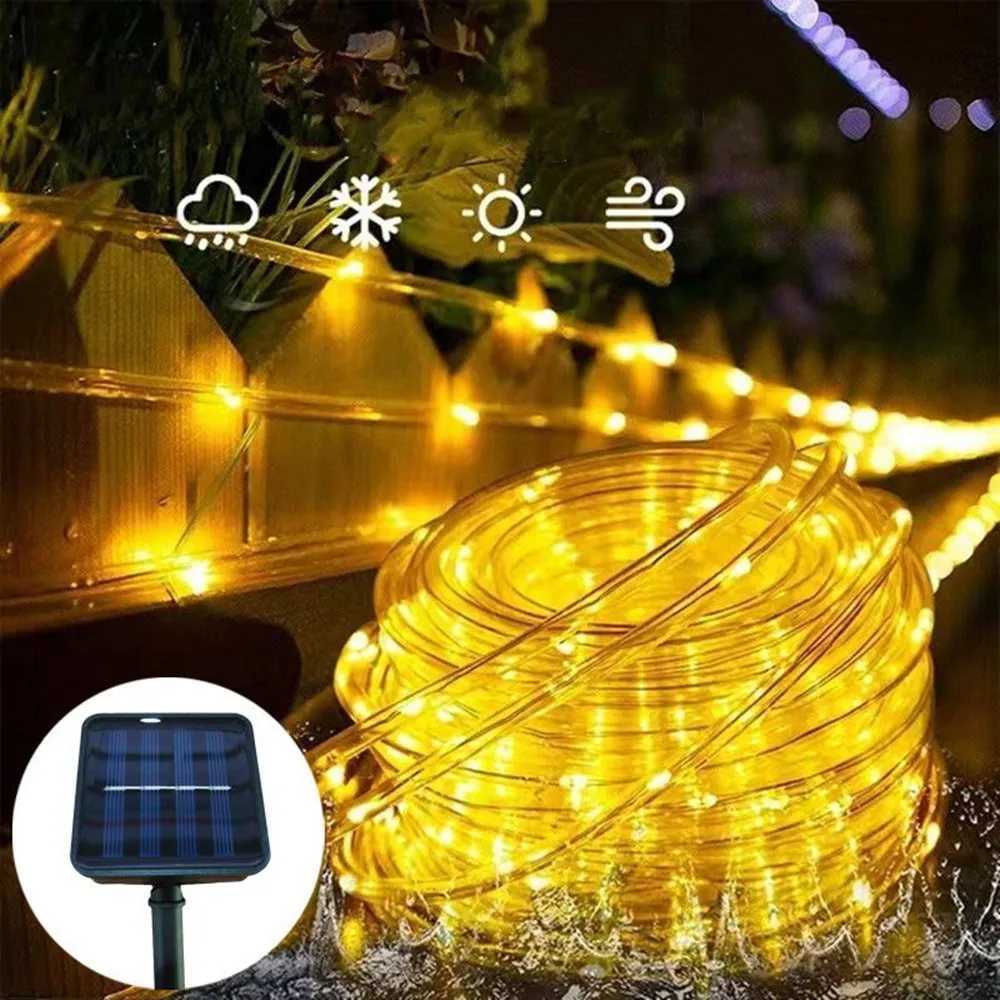 2025 Ramadan Solar Rope Lights Outdoor Blue LED PVC Tube Fairy String Light Garden Halloween and Christmas Wedding Decorations XJ250612