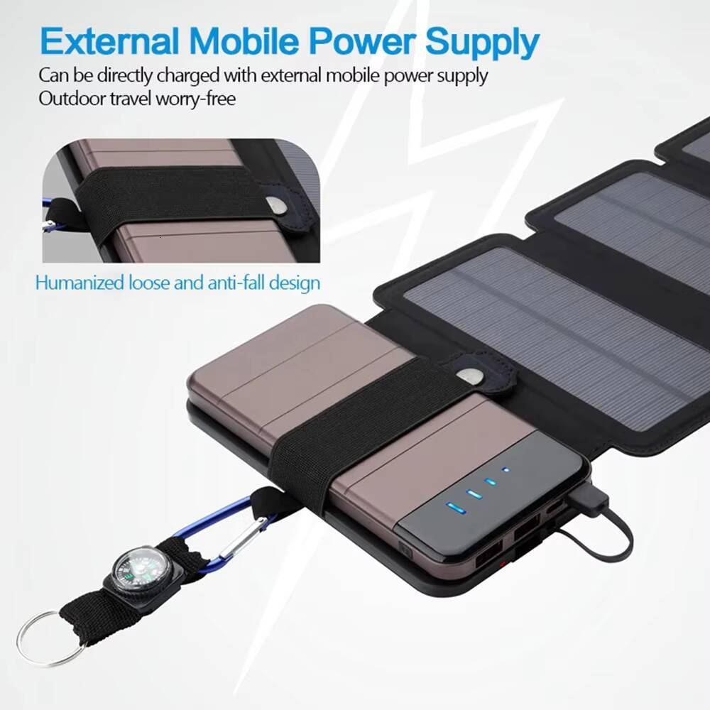 Outdoor Solar Panel Charger Foldable Camping Hiking Backpacking Travel Smartphone Power Portable 5V 2.4a USB Output Device tues