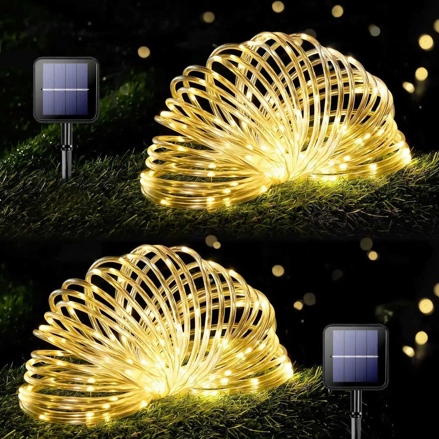 New solar tube LED color lights waterproof copper wire lights string courtyard atmosphere lights holiday decorations outdoor stringXJ250612