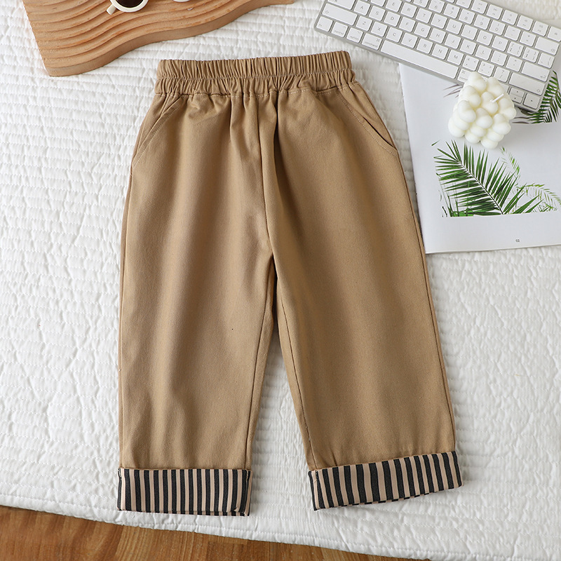 Spring Autumn Korea 2 3-10 Years Student Striped Elastic Child Trousers School Style Cotton Long Pants For Baby Kids Boys 211103