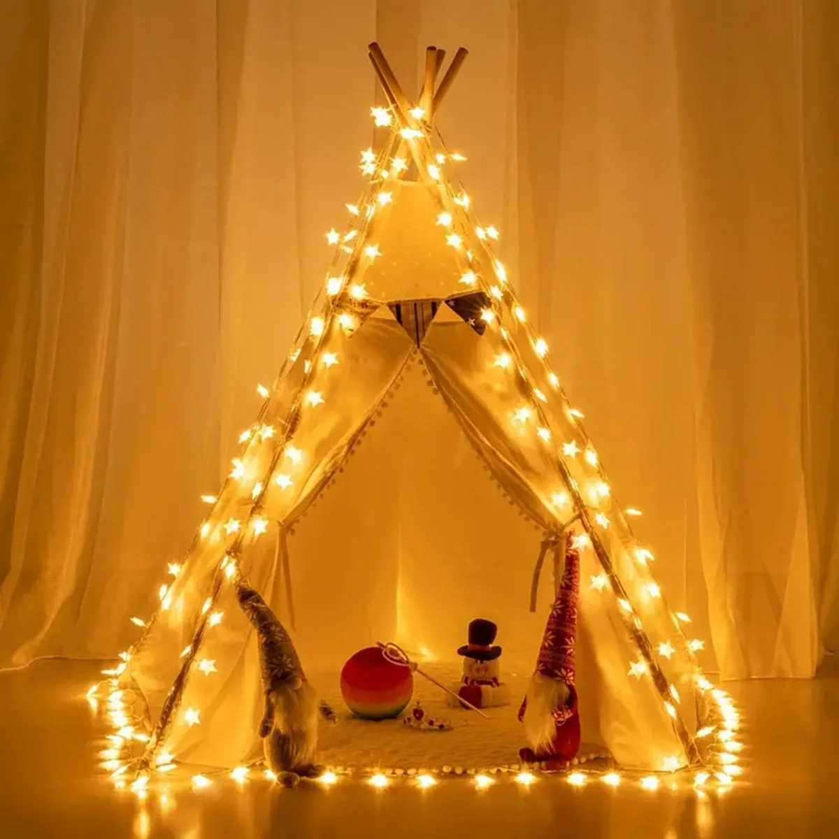 1PC 10/20/30/40 LED Star String Lights Battery Operated Fairy Lights For Christmas Tree Bedroom Room Party Home Wedding Decor XJ250612