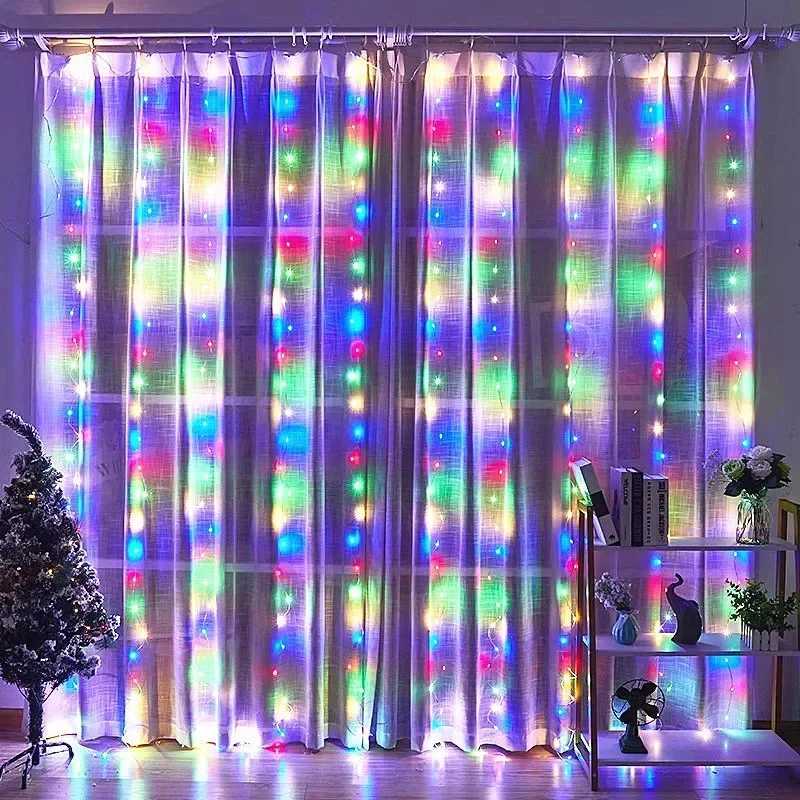 3M LED Curtain String Lights Fairy Decoration USB Holiday Garland Lamp 8 Mode For Home Garden Christmas Party New Year WeddingXJ250612