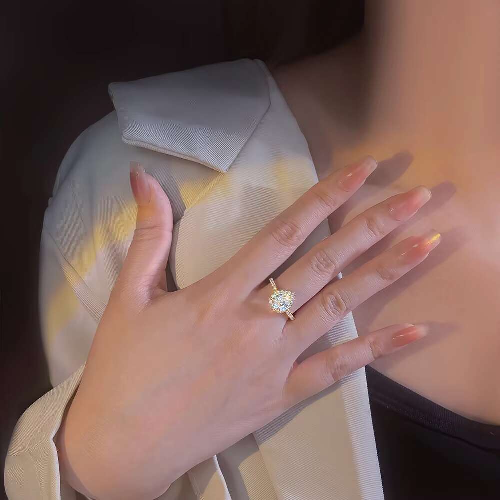 Factory Price 18K Gold Plated Pear VVS D Color Moissanite Diamond Pure 925 Sterling Silver Ring