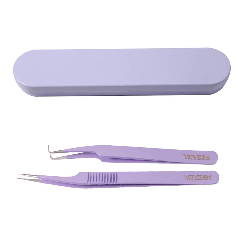 Premium Quality Customizable 45°/90° Angle L-Shaped Fiber Tip Tweezer for Precision Eyebrow & Lash Work