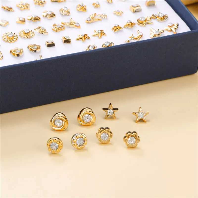 100 Pairs/Lot Small Mini Stud Earring Set For Girl Love Star Animal Geometric Random Female Wedding Party Ear Jewelry Accessories XJ250612